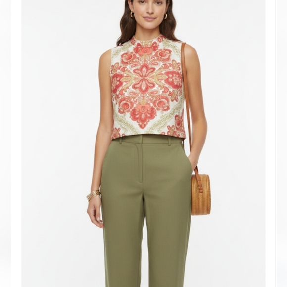 Flora Bea Nyc Tops - Flora Bea Oriental Sleeveless Crop Tank Top with Boxy Style Sz L